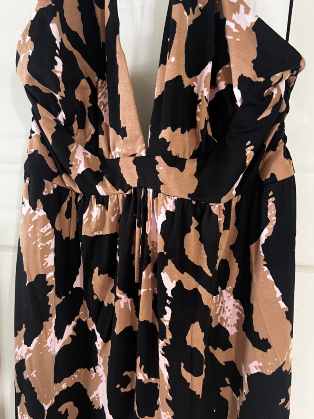 Diane Von Furstenberg Halter Jumpsuit in Black and Blush Animal Print - Picture 4 of 6